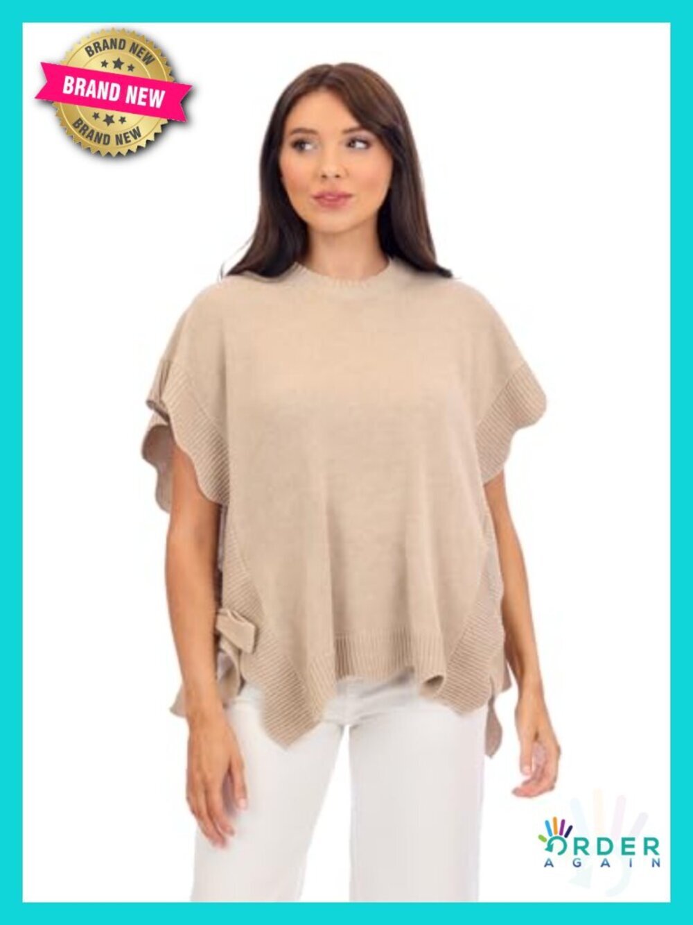 Sleeveless Scallop Knit Sweater Vest with Adjustable Side Ties